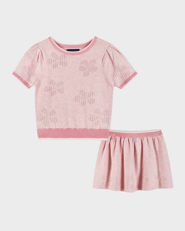 Girl's Floral Knit Top & Skirt Set, Size 4T-6X